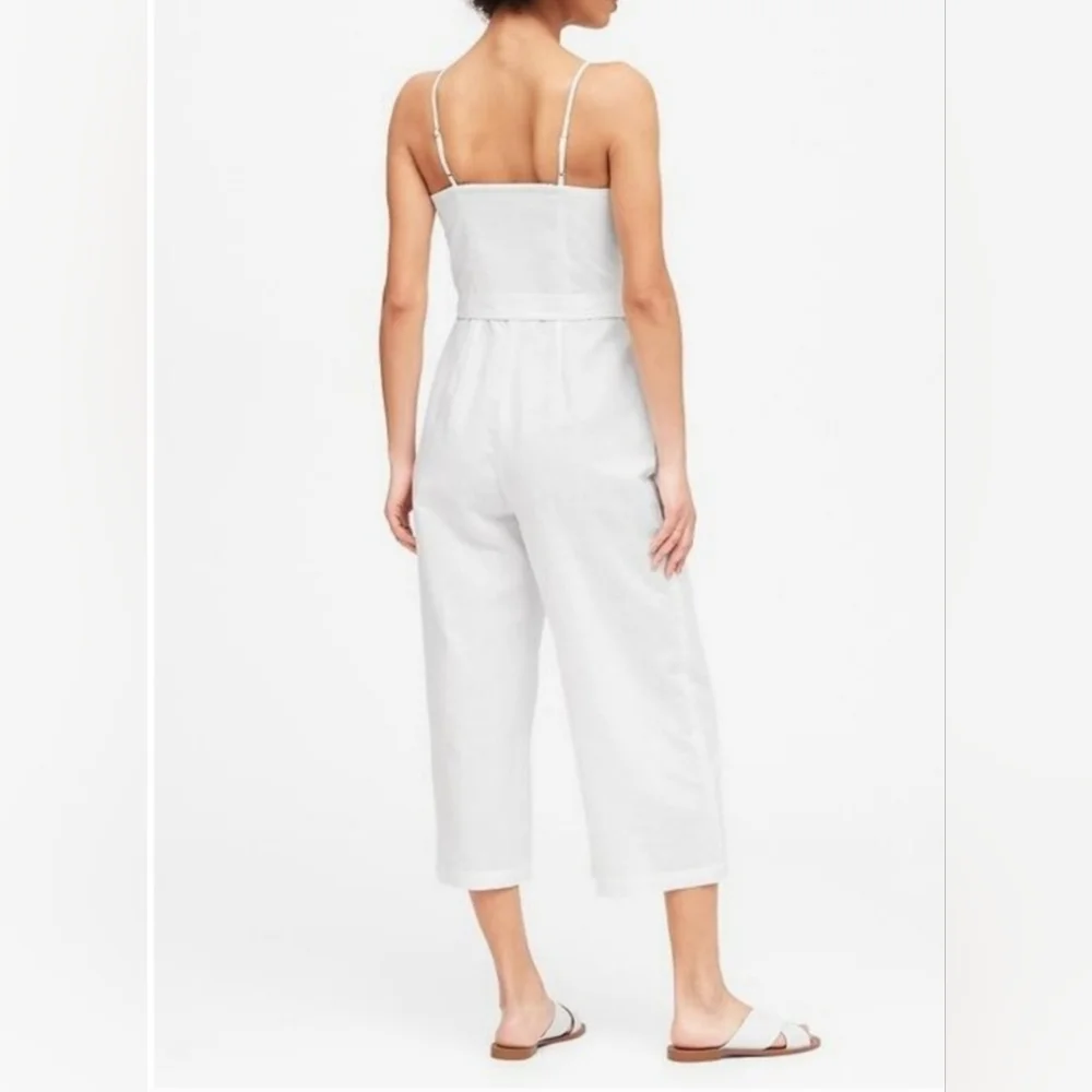 Banana Republic Wide Leg Cropped Linen Jumpsuit